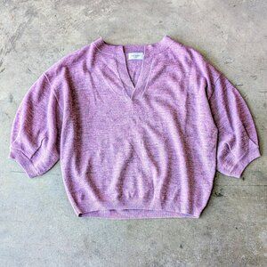The Reset R Label Purple V-Neck Short Sleeve Wool Pullover Sweater size XS